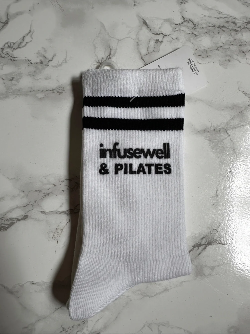 White Athletic Socks with Black Stripes
